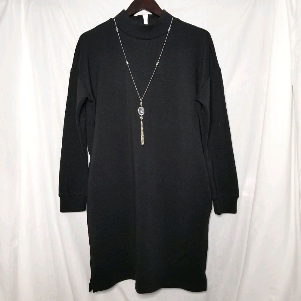 Long black maxi dress long sleeve back zip XL - Picture 1 of 8